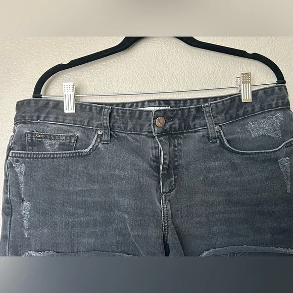 Joe's Jeans 'Rolled Ex-Lover' Black Distressed Cutoff Jean Shortie Shorts - Picture 2 of 10